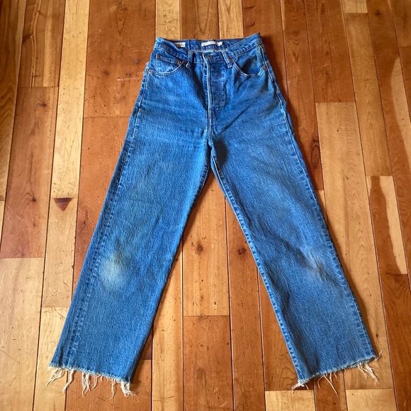 High-waisted/ribcage straight ankle medium wash denim Levis - Picture 4 of 7
